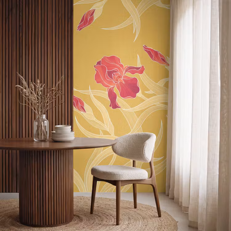 Tapete - Blumen – Illustration – Rot — 4