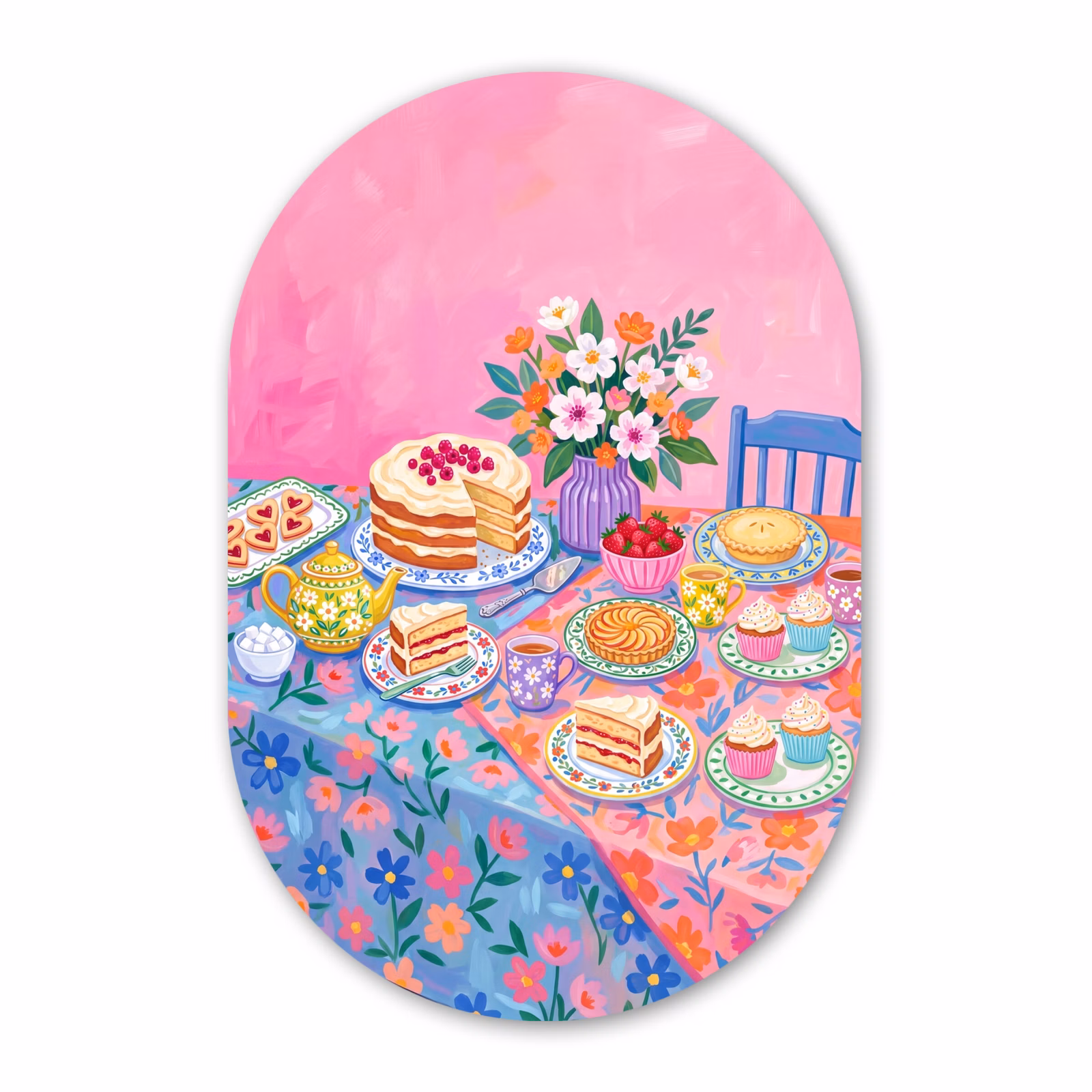 Alu-Dibond-Bild Oval - Gebäck – Bunt – Essen — 1