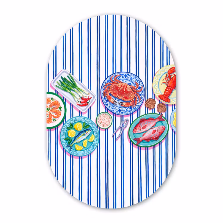 Alu-Dibond-Bild Oval - Meeresfrüchte – Essen – Bunt — 1