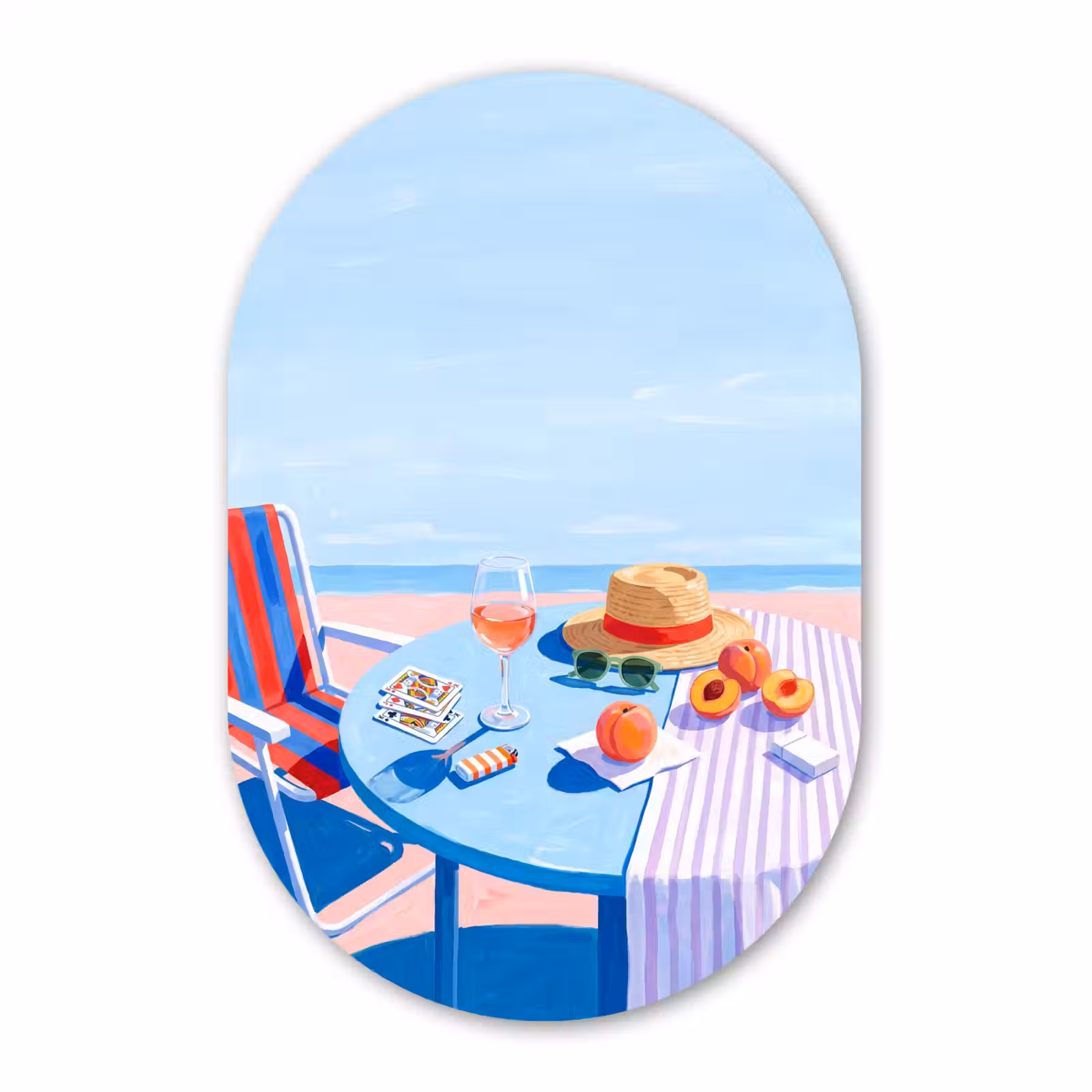 Alu-Dibond-Bild Oval - Strand – Picknick – Sommer — 1
