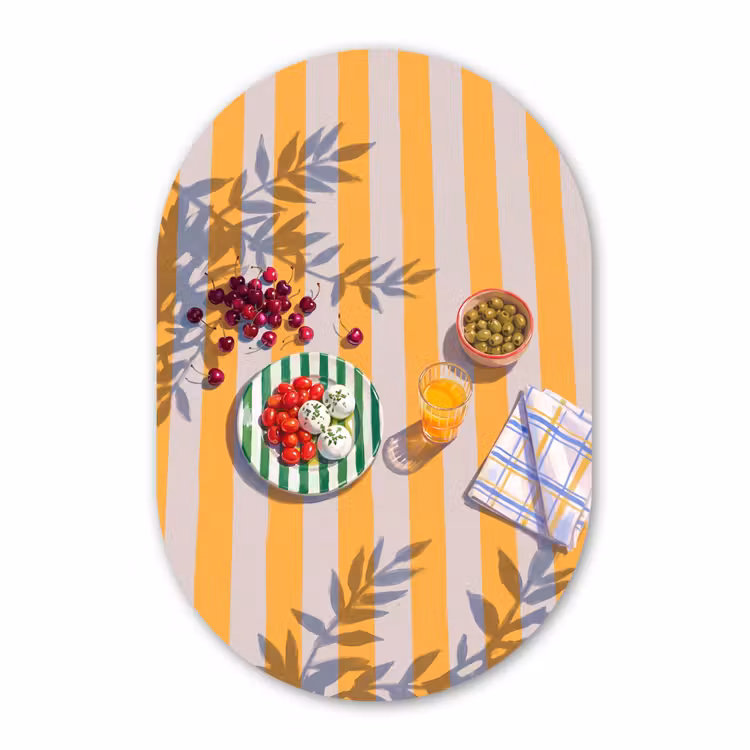 Alu-Dibond-Bild Oval - Essen – Sommer – Farbenfroh — 1