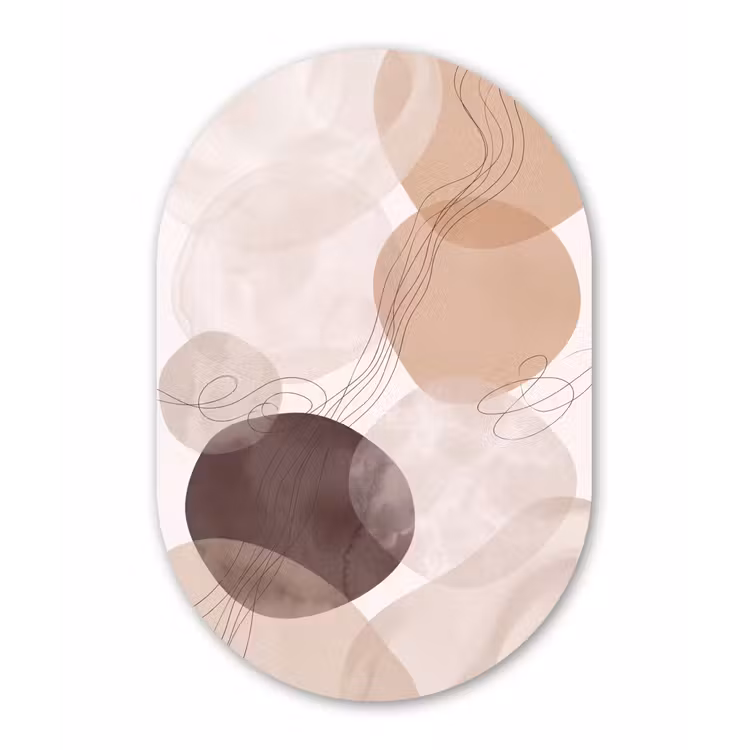 Alu-Dibond-Bild Oval - Abstraktion – Beige – Modern — 1