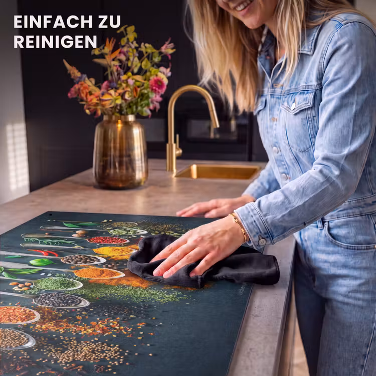 2-in-1 Herdabdeckplatte & Spritzschutz - Gewürze - Löffel - Bunt — 5