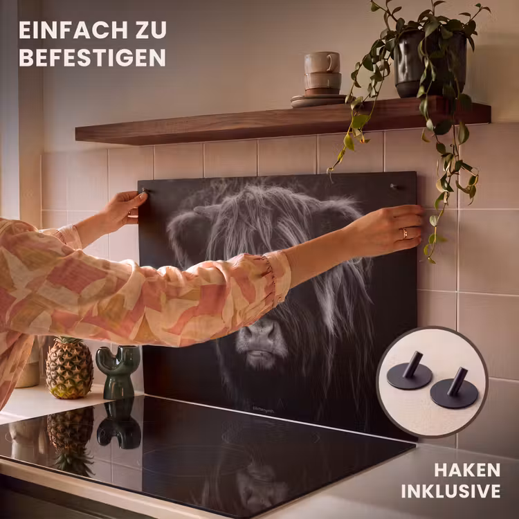 2-in-1 Herdabdeckplatte & Spritzschutz - Scotch highlander - Schwarz — 7