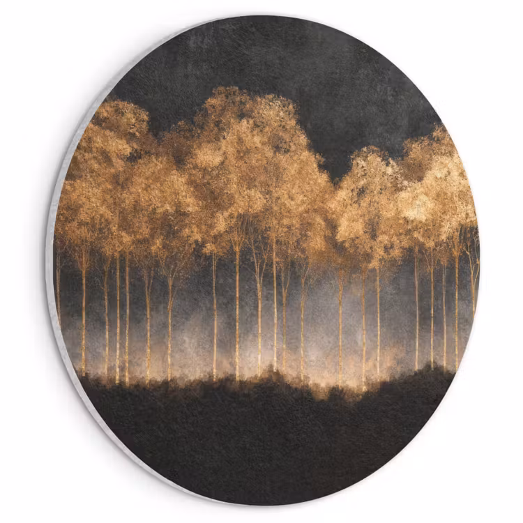 Akustikbild - Rund - Goldene Bäume in nebliger Landschaft — 1