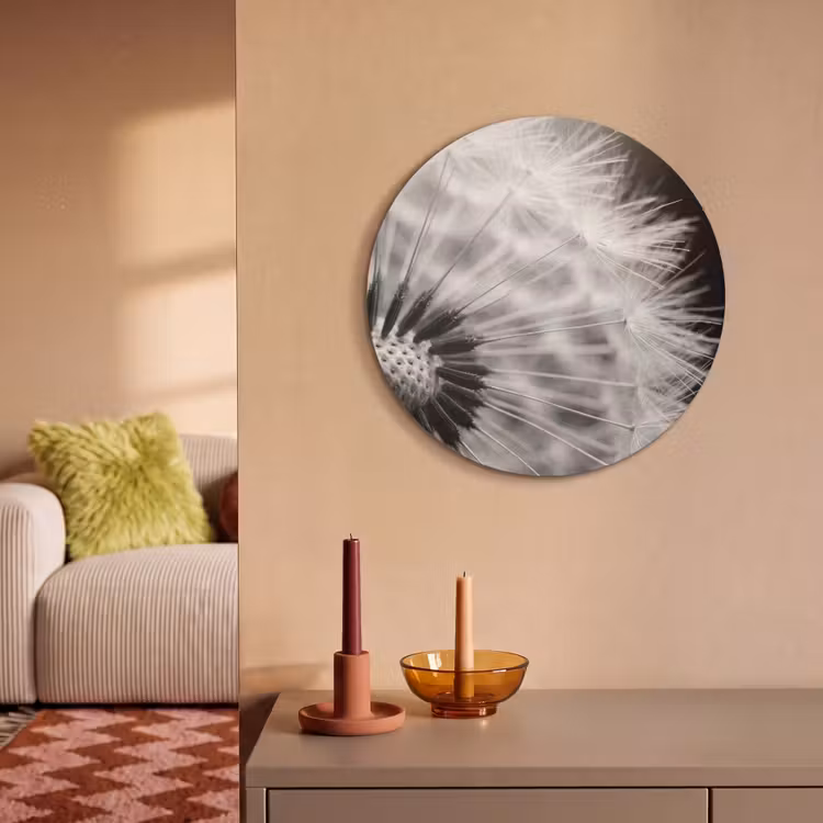 Akustikbild - Rund - Pusteblume - Schwarz - Weiß — 2