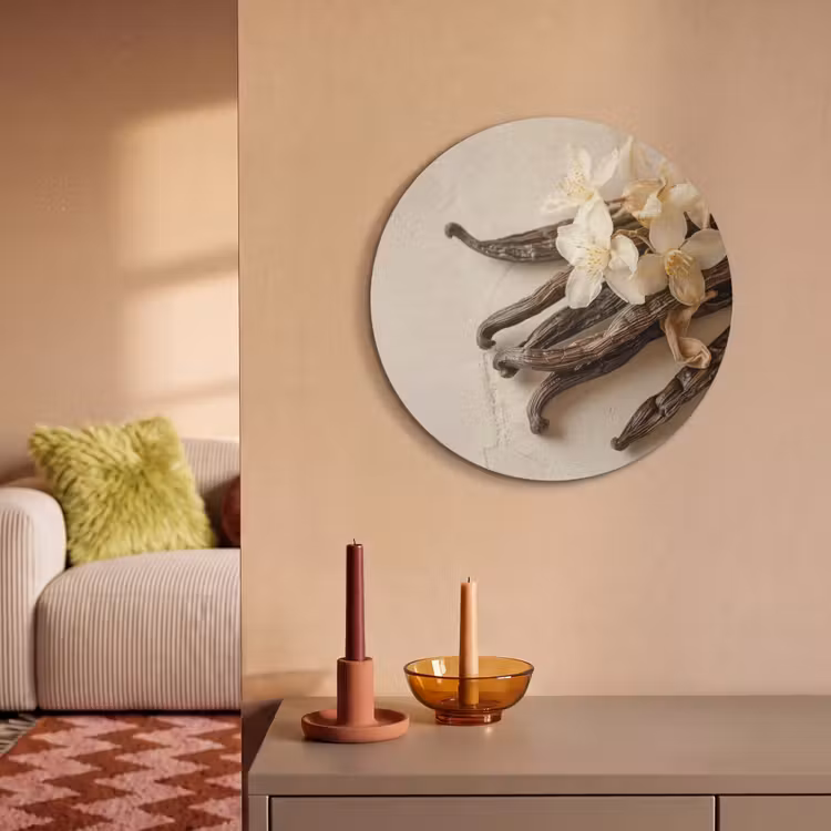 Akustikbild - Rund - Vanille - Geblümt - Beige — 2