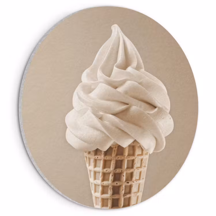 Akustikbild - Rund - Eiscreme - Softeis - Cremig - Horn - Beige — 1