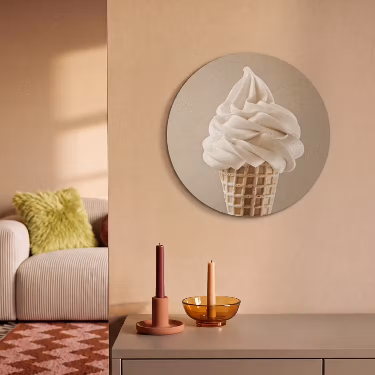 Akustikbild - Rund - Eiscreme - Softeis - Cremig - Horn - Beige — 2