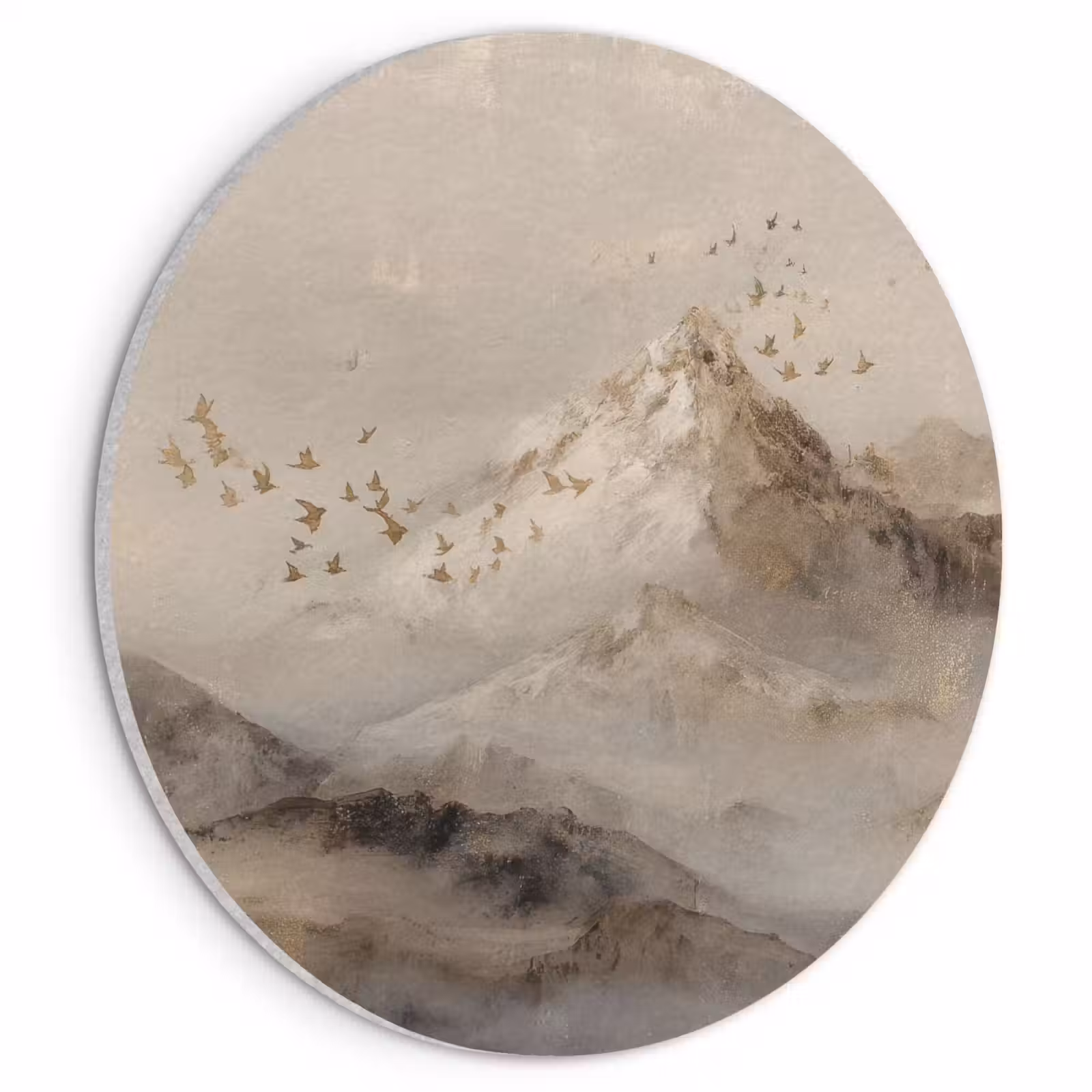 Akustikbild - Rund - Berglandschaft - Nebel - Pinselstriche — 1