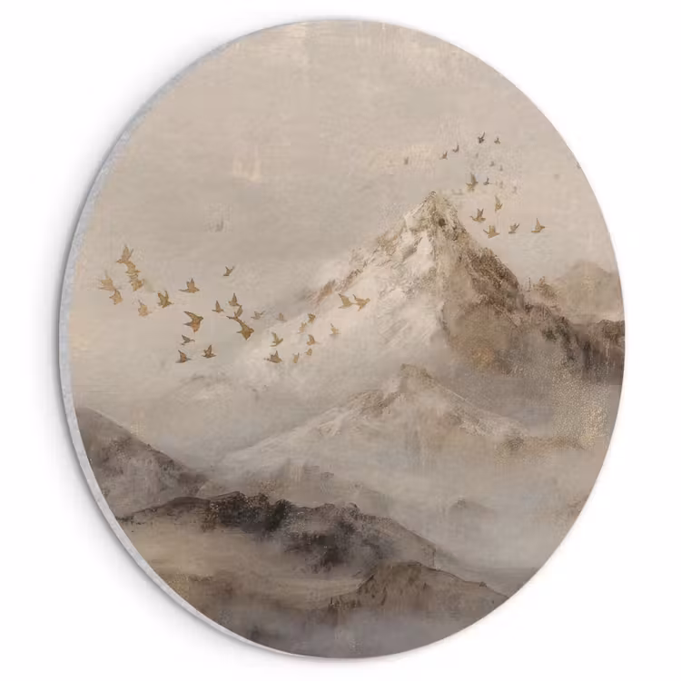 Akustikbild - Rund - Berglandschaft - Nebel - Pinselstriche — 1
