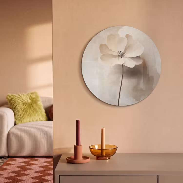 Akustikbild - Rund - Blume - Beige - Farbe - Schatten — 2