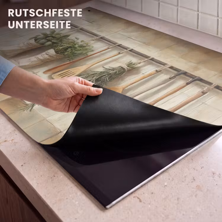 2-in-1 Herdabdeckplatte & Spritzschutz - Holz - Küchengeräte - Stilleben - Kacheln — 4