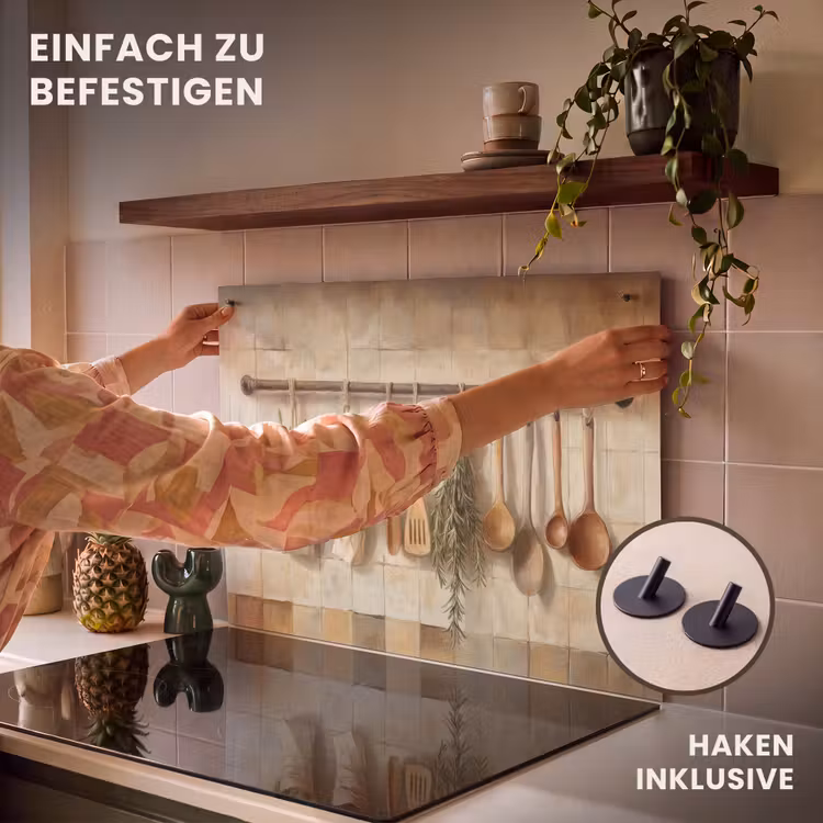 2-in-1 Herdabdeckplatte & Spritzschutz - Holz - Küchengeräte - Stilleben - Kacheln — 7