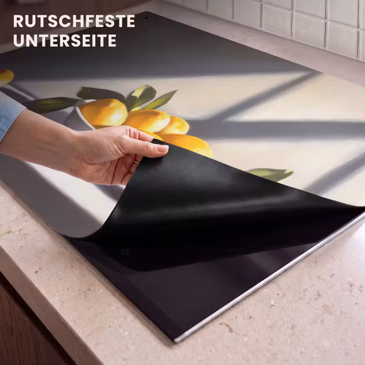 2-in-1 Herdabdeckplatte & Spritzschutz - Zitronen - Stilleben - Gelb — 4