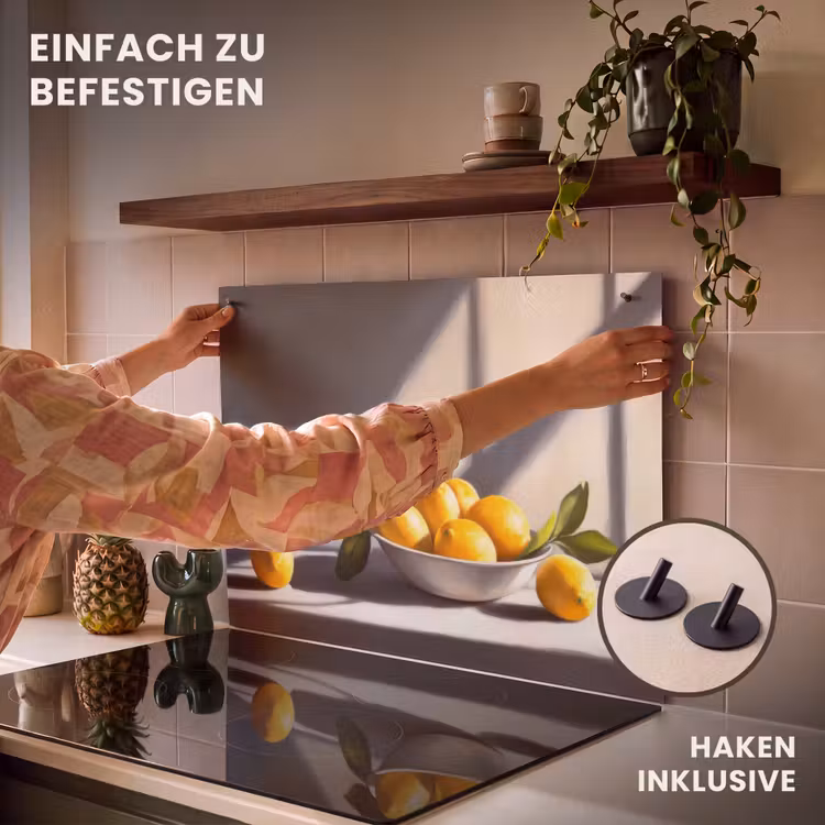 2-in-1 Herdabdeckplatte & Spritzschutz - Zitronen - Stilleben - Gelb — 7