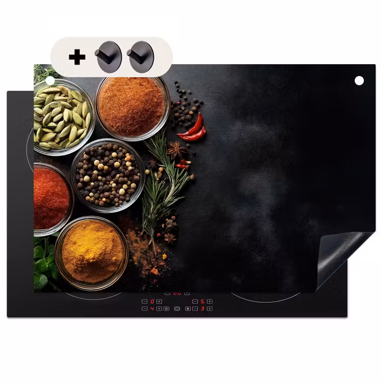 2-in-1 Herdabdeckplatte & Spritzschutz - Gläser - Tabletts - Blätter - Kräuter — 1