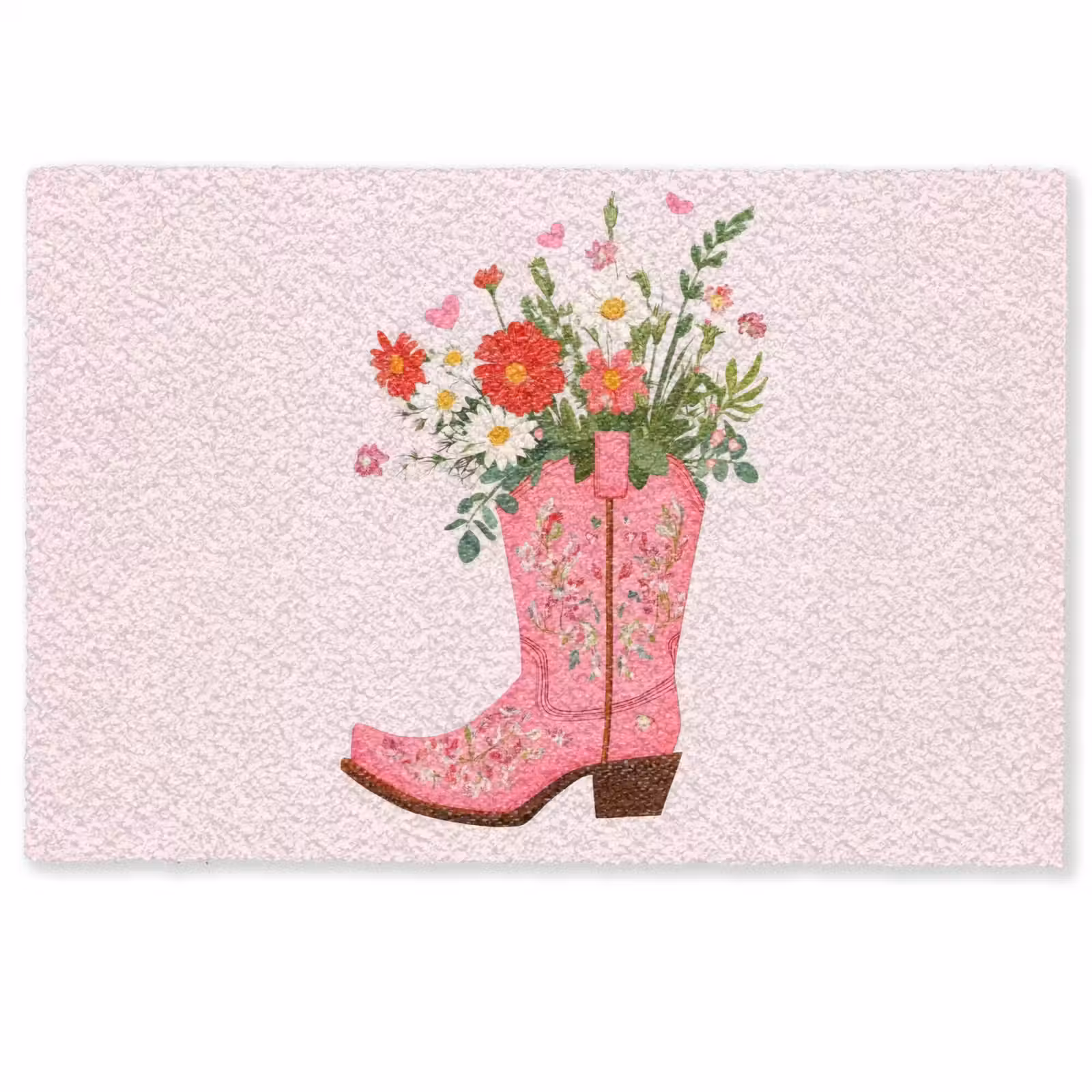 Fußmatte - Cowboystiefel - Rosa - Strauß - Blumen — 1