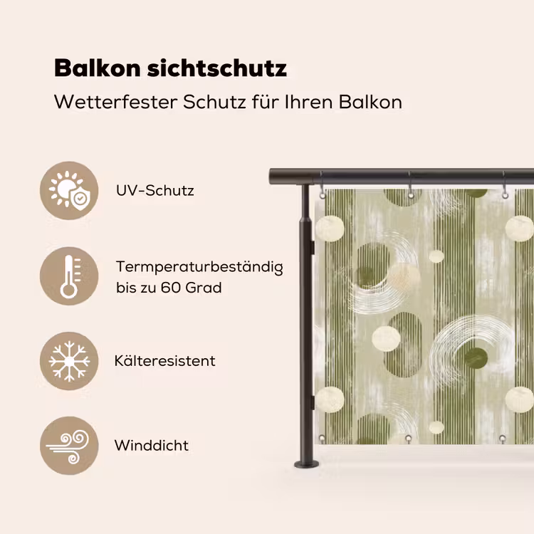 Balkonsichtschutz - Künstlerisch - Modern - Grün — 3