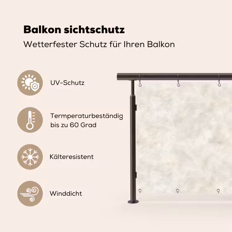 Balkonsichtschutz - Cremebeige - Marmor - Adern — 3