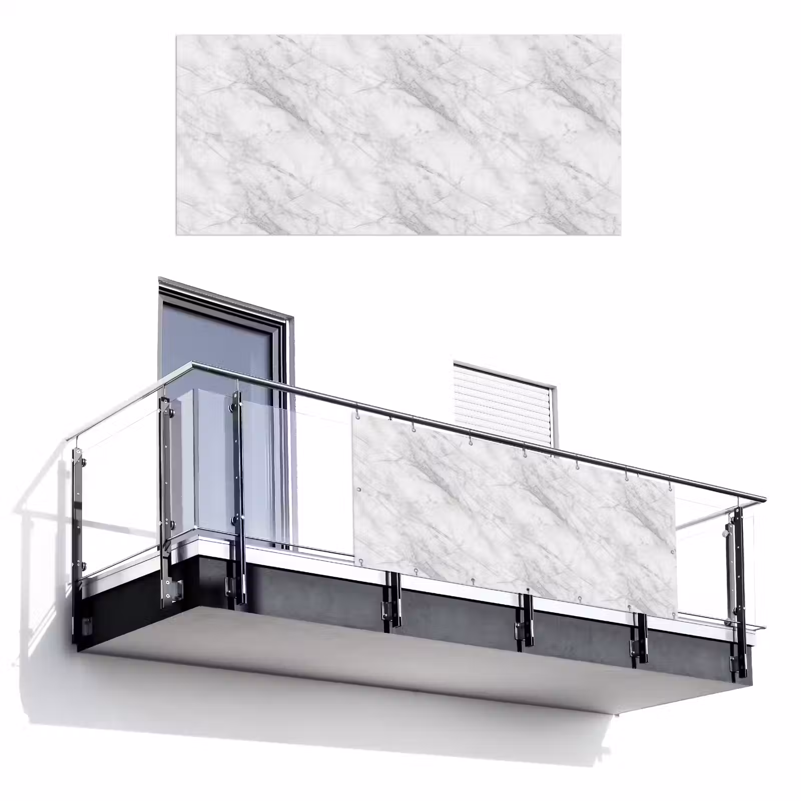 Balkonsichtschutz - Klassisch - Marmor - Grau — 1