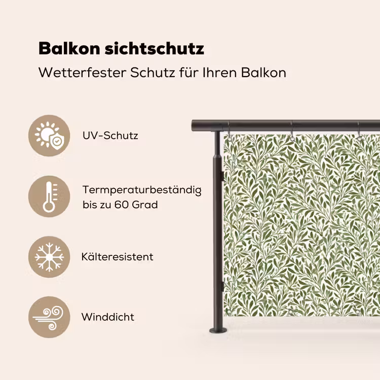 Balkonsichtschutz - Botanisch - Zweige - Grün — 3