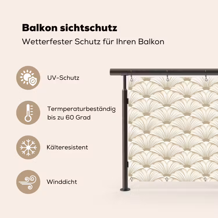 Balkonsichtschutz - Klassisch - Kunst - Beige — 3