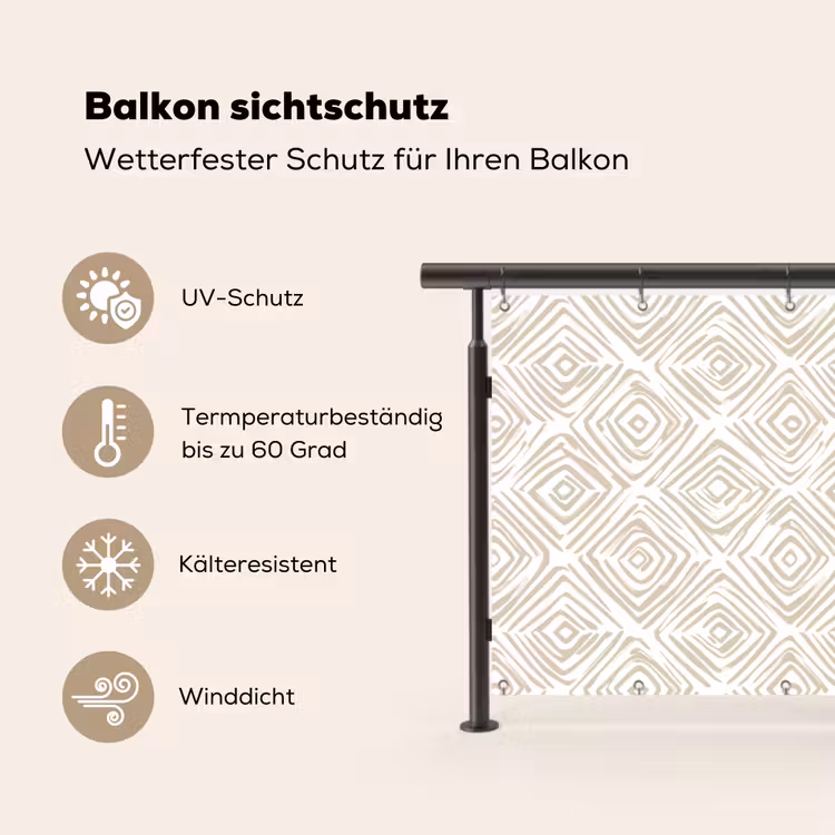 Balkonsichtschutz - Abstrakt - Kariert - Beige — 3