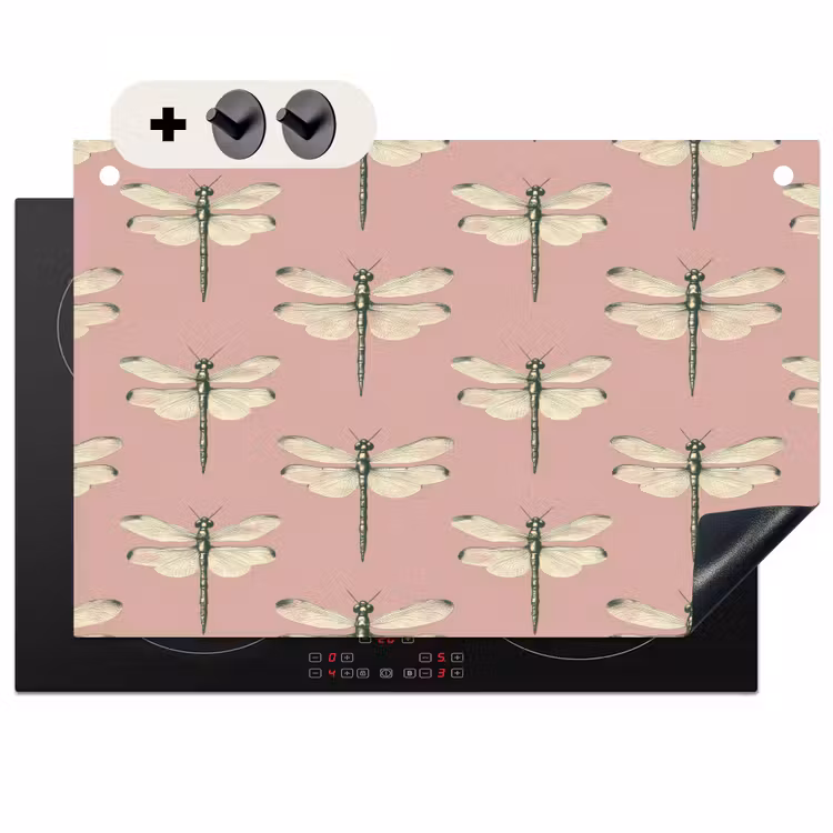 2-in-1 Herdabdeckplatte & Spritzschutz - Lillibells - Muster - Rosa — 1