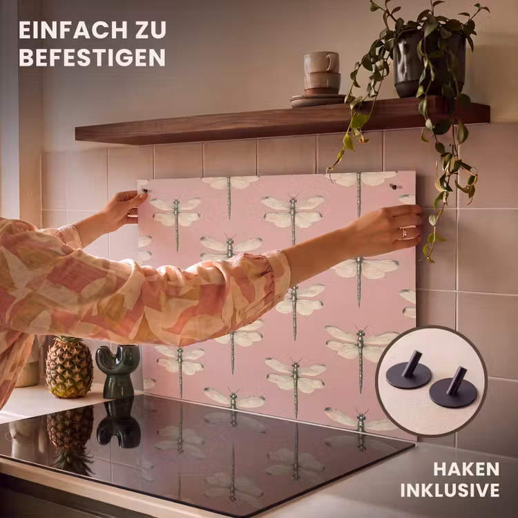 2-in-1 Herdabdeckplatte & Spritzschutz - Lillibells - Muster - Rosa — 7