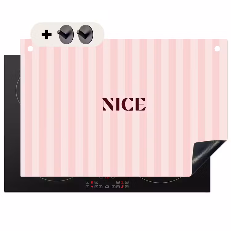 2-in-1 Herdabdeckplatte & Spritzschutz - Hübsch - Streifen - Rosa — 1