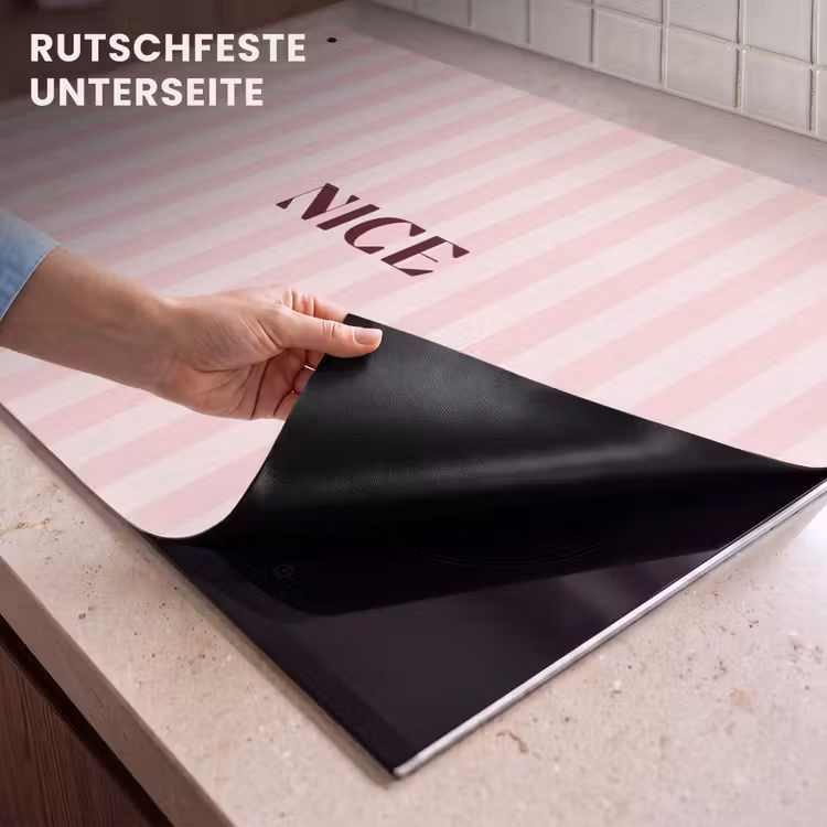 2-in-1 Herdabdeckplatte & Spritzschutz - Hübsch - Streifen - Rosa — 4