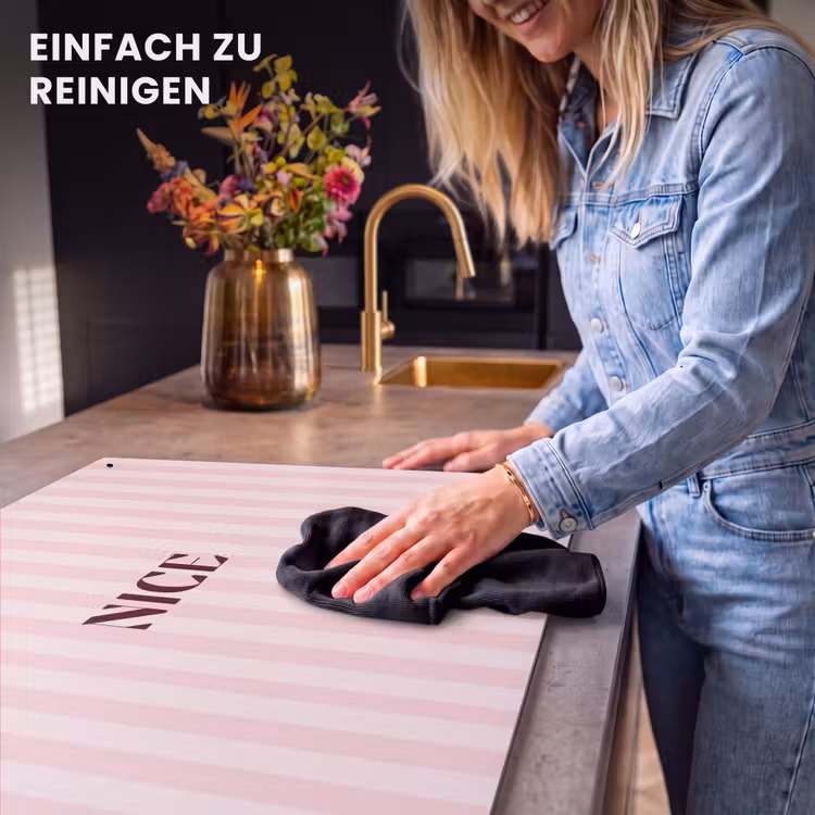 2-in-1 Herdabdeckplatte & Spritzschutz - Hübsch - Streifen - Rosa — 5