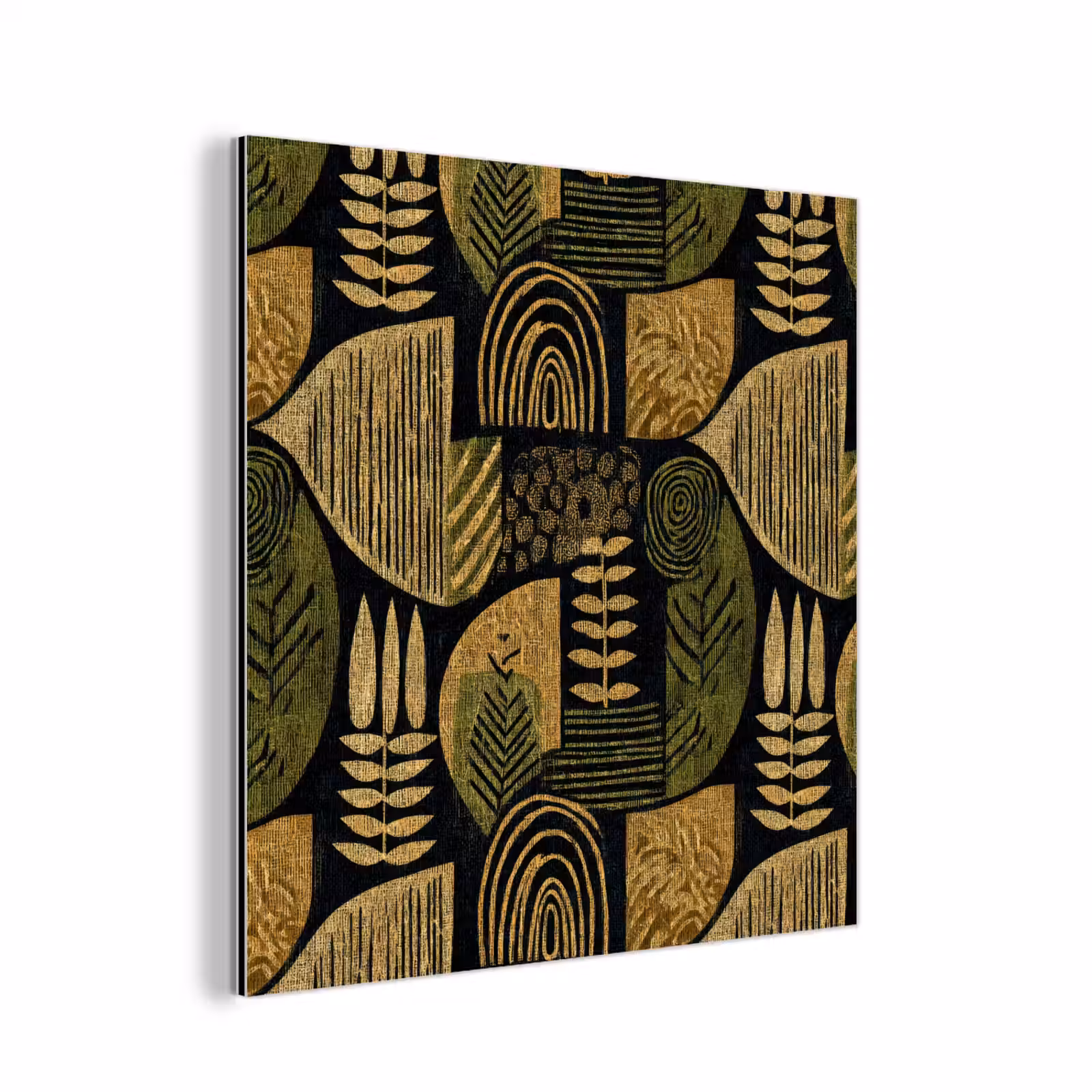Alu-Dibond-Bild - Schwarz – Ockergelb – Botanisch – Textur — 1
