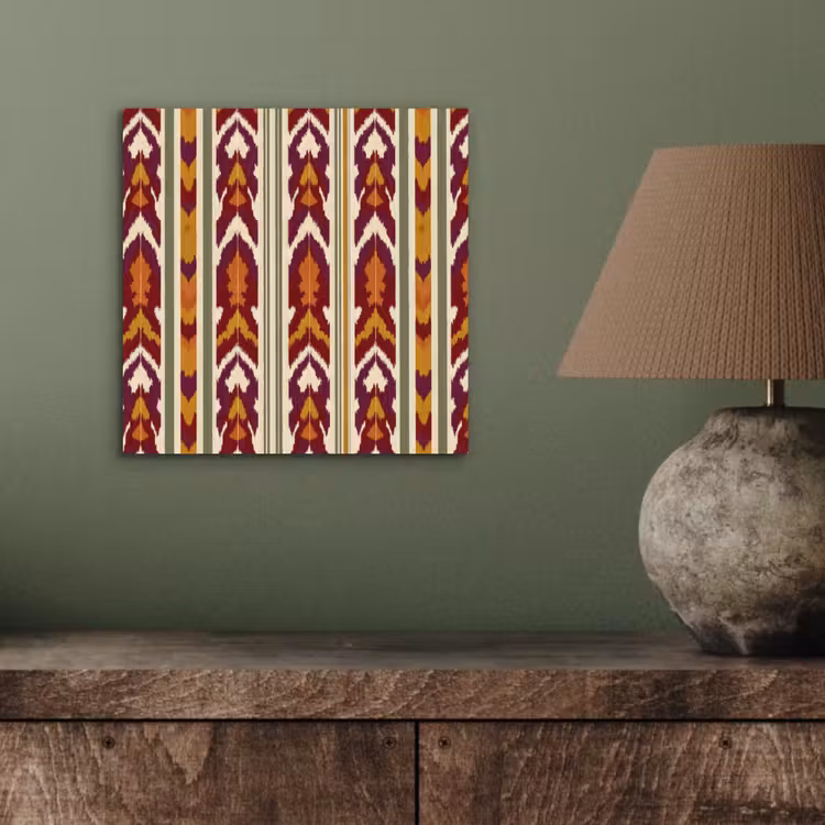 Alu-Dibond-Bild - Ikat – Bordeauxrot – Ethno – Muster — 3