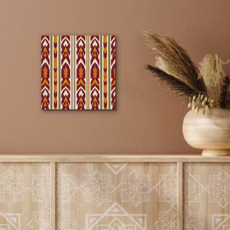 Alu-Dibond-Bild - Ikat – Bordeauxrot – Ethno – Muster — 5