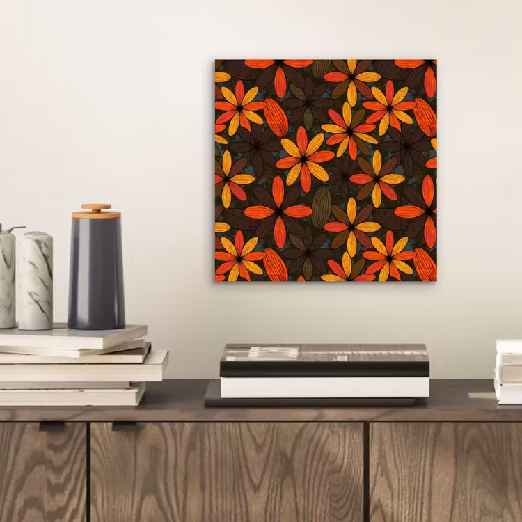Alu-Dibond-Bild - Orange – Retro – Blumen – Herbst — 2