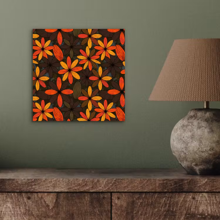 Alu-Dibond-Bild - Orange – Retro – Blumen – Herbst — 3