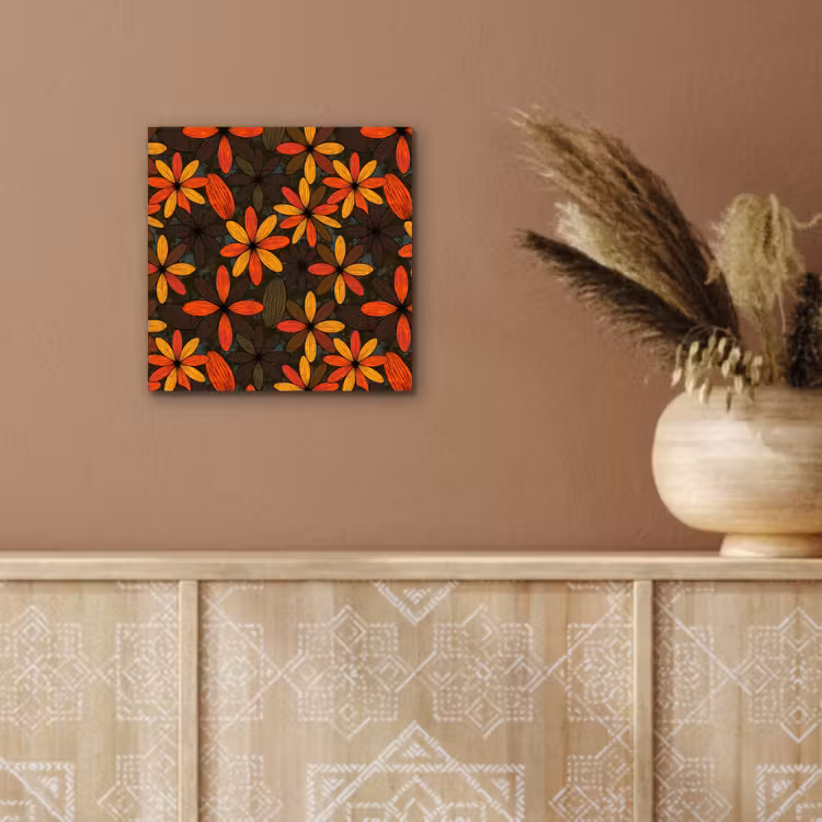 Alu-Dibond-Bild - Orange – Retro – Blumen – Herbst — 5