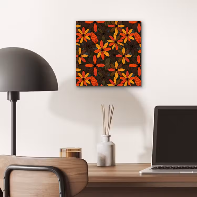Alu-Dibond-Bild - Orange – Retro – Blumen – Herbst — 6