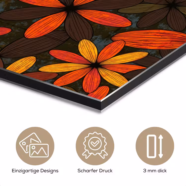 Alu-Dibond-Bild - Orange – Retro – Blumen – Herbst — 7