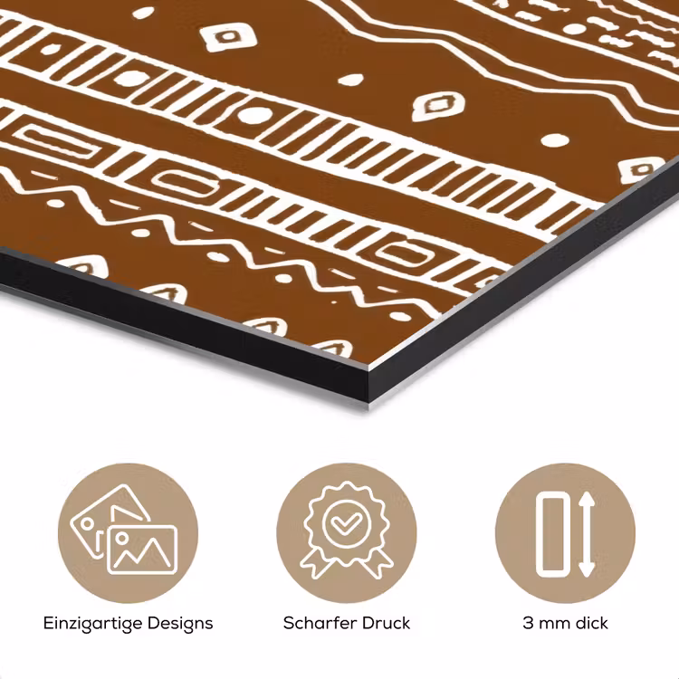 Alu-Dibond-Bild - Schokoladenbraun – Ethno – Tribal – Muster — 7