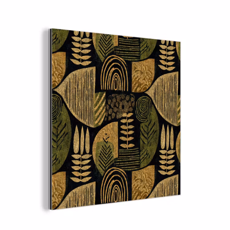Alu-Dibond-Bild - Schwarz – Ockergelb – Botanisch – Textur — 1
