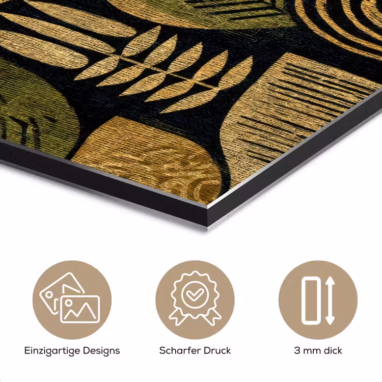 Alu-Dibond-Bild - Schwarz – Ockergelb – Botanisch – Textur — 7