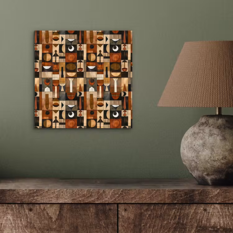 Alu-Dibond-Bild - Terrakotta – Geometrisch – Mid-Century – Muster — 3