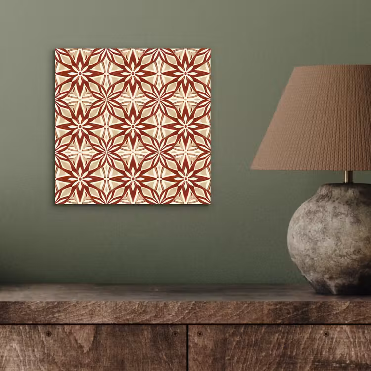 Alu-Dibond-Bild - Bordeauxrot – Geometrisch – Fliese – Muster — 3