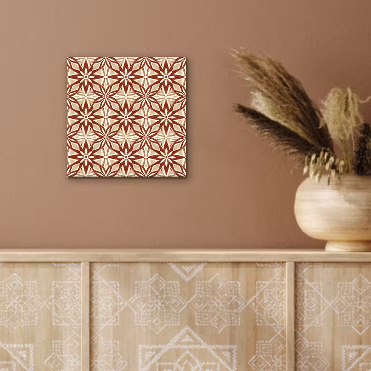Alu-Dibond-Bild - Bordeauxrot – Geometrisch – Fliese – Muster — 5