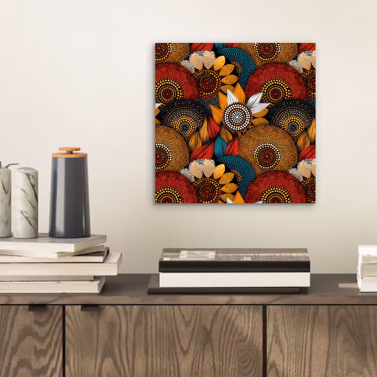 Alu-Dibond-Bild - Farbenfroh – Aborigine – Punktmalerei – Botanisch – Muster — 2