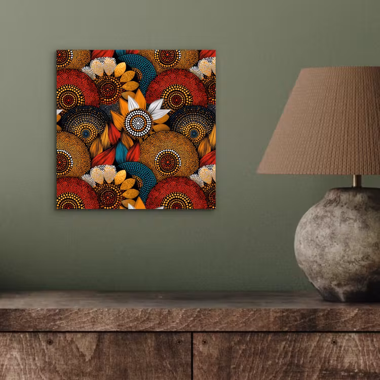 Alu-Dibond-Bild - Farbenfroh – Aborigine – Punktmalerei – Botanisch – Muster — 3