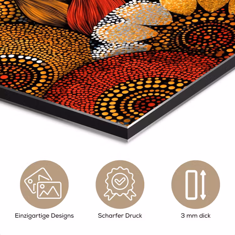 Alu-Dibond-Bild - Farbenfroh – Aborigine – Punktmalerei – Botanisch – Muster — 7